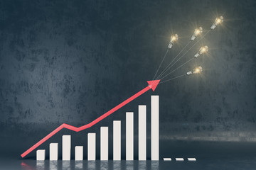 Aufkleber - growing stock chart with red arrow and lightbulb.
