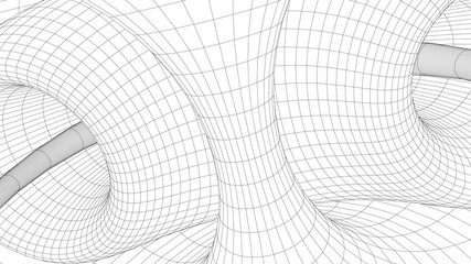 Poster - Wireframe abstract tunnel. 3D vector wormhole with a mesh structure. Vortex. Vector perspective grid.
