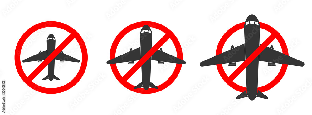 Flight Ban Sticker Isolated sign of prohibition flying. Flight ban Stock Vector | Adobe Stock
