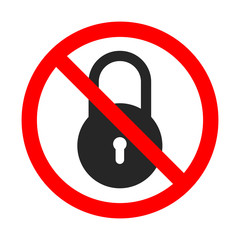 Canvas Print - lock is forbidden. red prohibition sign of lock.