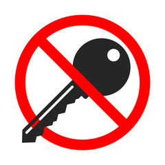 Sticker - No lock sign. Key is forbidden. Ban of key.