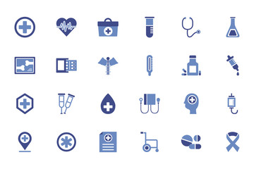 Canvas Print - bundle of medical set icons