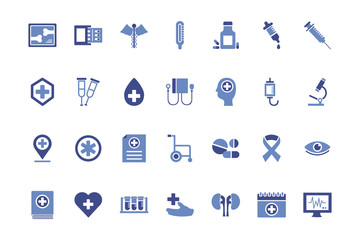 Canvas Print - bundle of medical set icons