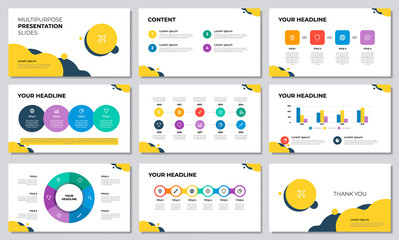 Poster - Colorful presentation template. Set of Infographic element vector with steps, options, timeline, workflow, circle, graph. Can be used for brochure, flyer, banner, marketing, advertising, annual report