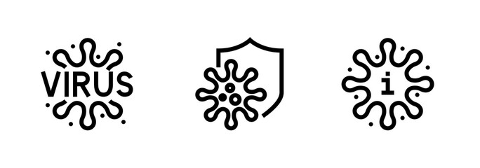 Microbe and Bacteria icons Editable Line