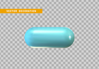 Poster - 3d shape isolated blue capsule on transparent background