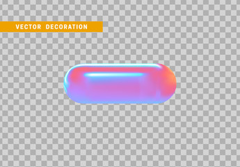 Poster - Hollow capsule isolated with colorful hologram chameleon color gradient. 3d objects geometric shape. vector illustration