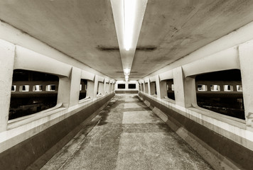 Poster - Empty foot bridge at night