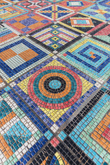 Aufkleber - Detail of beautiful colorful crumbling abstract ceramic mosaic decoration