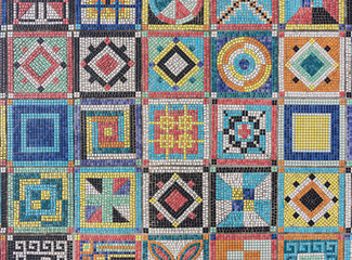 Aufkleber - Detail of beautiful colorful crumbling abstract ceramic mosaic decoration