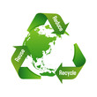 © barks - 3 arrows around earth vector illustration ( recycle, ecology, 3R / recycle, reuse, reduce)