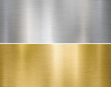 Metal Brushed Silver And Gold Textured Plates