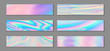 Hologram modern banner horizontal fluid gradient mermaid backgrounds vector set. Pearlecent 