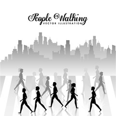 Wall Mural - people walking design