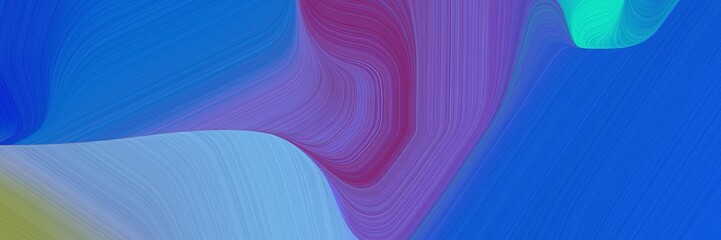 Poster - header background graphic with strong blue, slate blue and medium turquoise color and modern waves background design