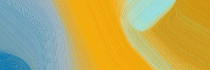 Poster - banner background graphic with golden rod, dark gray and steel blue color and abstract waves design