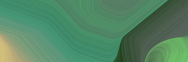Poster - banner background graphic with sea green, dark khaki and dark slate gray color and curvy background design