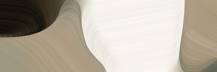 Poster - banner background graphic with rosy brown, very dark green and linen color and modern curvy waves background illustration