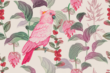 Tropical seamless floral pattern. Watercolor nature illustration.