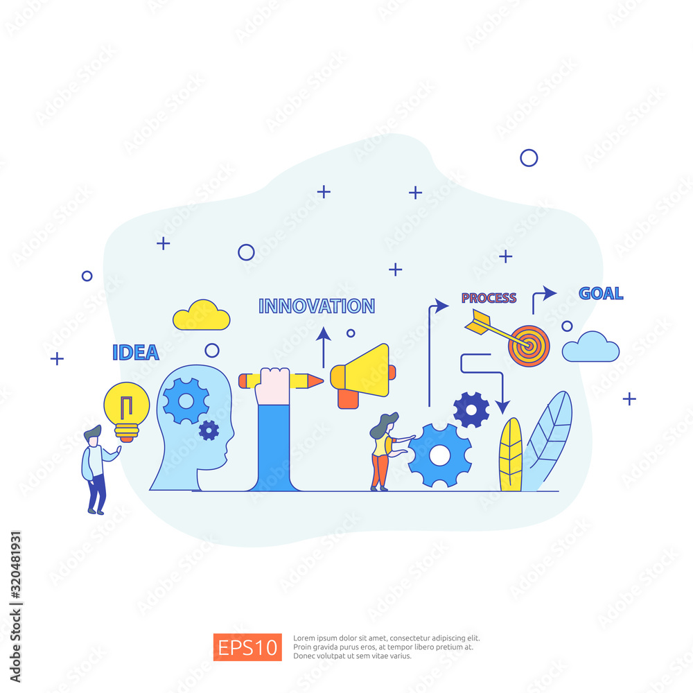 brainstorming innovation idea process and creative thinking concept ...
