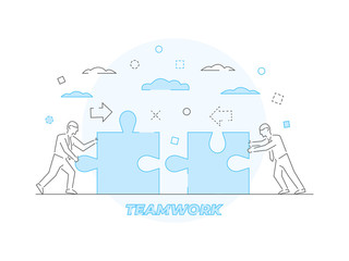 Wall Mural - Teamwork Business concept Vector illustration in linear style