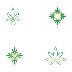 Wall Mural - Set of vector illustration icon of cannabis leaves green with white background