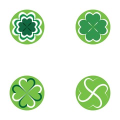Wall Mural - Set of vector illustration icon of clover leaves green with white background