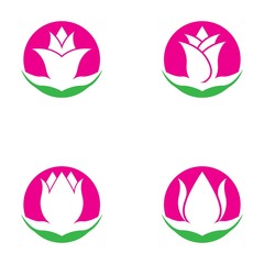 Wall Mural - Set of vector illustration icon of beautiful tulips with white background