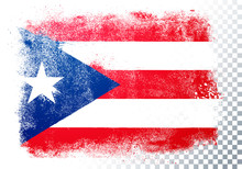 Vector Illustration Isolated Flag Of Puerto Rico In Grunge Texture Style.