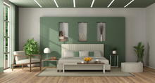 White And Green Elegant Master Bedroom
