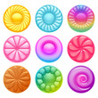 © rea_molko - Colorful hard candies sweets icons vector illustration.