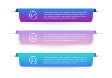 Ribbon Banner Design. Infographic Labels Or Tabs With 3 Options, Levels Or Steps And Space For Text. Graphic Elements For Web, Information Brochure And Business Presentation. Vector Illustration