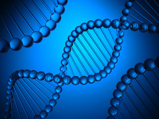 Wall Mural - blue dna structure science research biology and medical concept