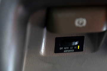 Sticker - Car panel with buttons for controlling the air ionizer with different modes. Air purifier.