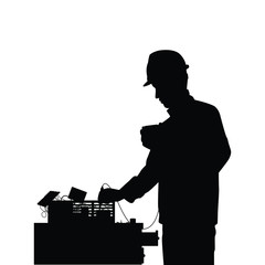 Canvas Print - Electric technician silhouette vector