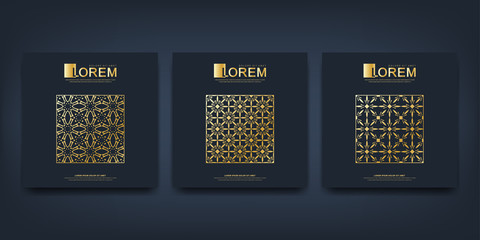 Poster - Modern vector template for brochure, Leaflet, flyer, advert, cover, magazine or annual report. A4 size. Islamic design book layout. Abstract golden presentation in islamic style.