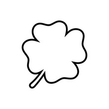 Outline Clover Isolated On White Background. Vector Plant Icon With 4 Leaves. Symbol Of Good Luck, Success, Money, St. Patricks Day. Illustration For A Traditional Irish Holiday. Can Be Used As Bubble