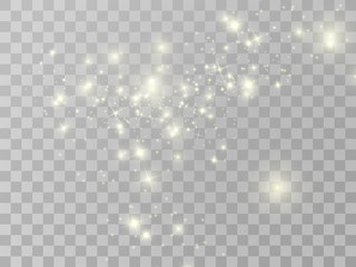 Wall Mural - white sparks and golden stars glitter special light effect. vector sparkles on transparent backgroun