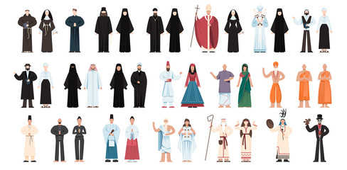 Wall Mural - Set of religion people wearing specific uniform. religious figure