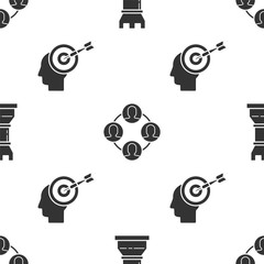 Poster - Set Business strategy, Project team base and Head hunting concept on seamless pattern. Vector