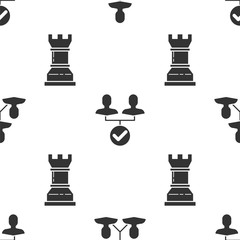 Poster - Set Project team base, Project team base and Business strategy on seamless pattern. Vector