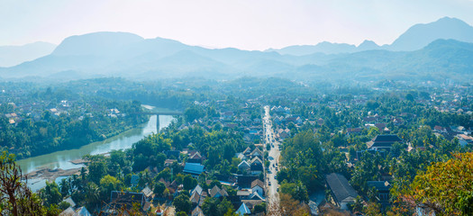 Luang prabang city view from view point,Luang prabang is a world heritage city in Laos.