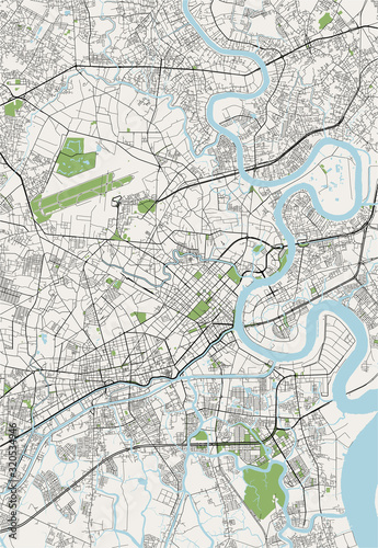 Fotomural map of the city of Ho Chi Minh City, Vietnam
