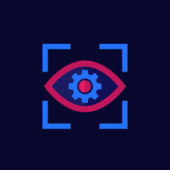 Wall Mural - eye with gear icon, flat vector