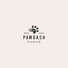 paw dash tech fast quick logo vector icon illustration hipster vintage retro