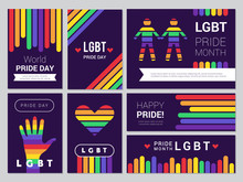 Supportive Lgbt Set. Colored Rainbow Banners For Lgbt Peoples Events Vector Illustrations. Lgbt Tolerance, Rainbow Community Banner, Pride Day