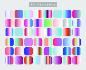 Aufkleber - Set of iridescent gradient swatches for design. Mix of trend colors for 2020 year: opalescent and shiny palette.