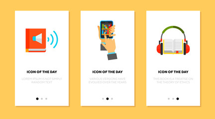 Audiobook flat icon set