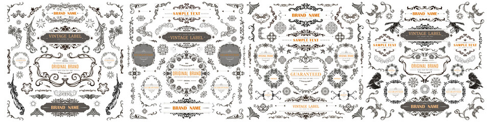Wall Mural - set of vintage decorations flourishes elements.