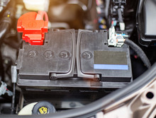 The Battery In The Car In The Engine Compartment, Background, Accumulator Battery